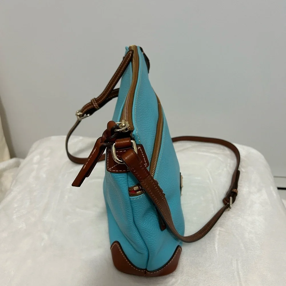 Dooney & Bourke Turquoise Blue and Tan Crossbody Bag